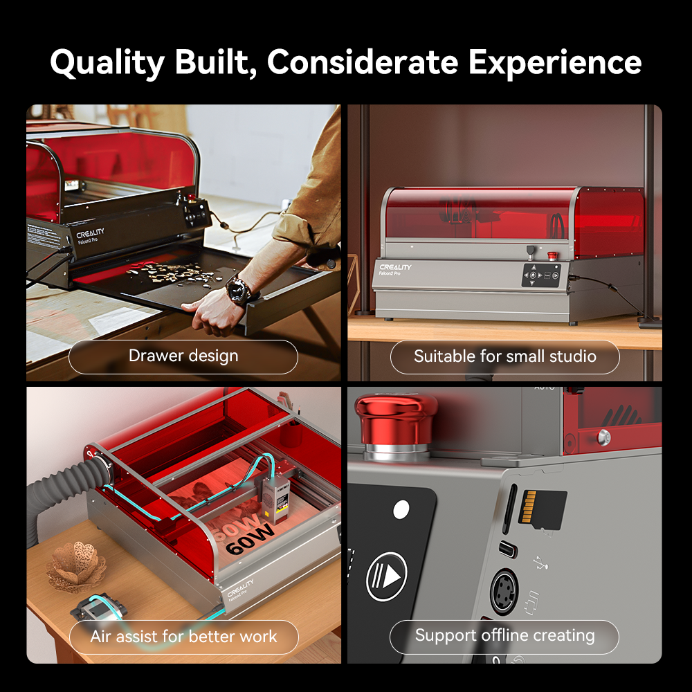 Falcon2 Pro 60W Enclosed Laser Cutter and Engraver Falcon2 Pro 60W Enclosed Laser Cutter and Engraver