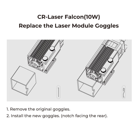 A transparent red plastic cube with an open top and a small semi-circular cutout at the bottom front edge. The cube's sides and base are clearly shown, making it perfect for housing CrealityFalcon 10W CR-Laser Falcon Laser Module Replacement Goggles.