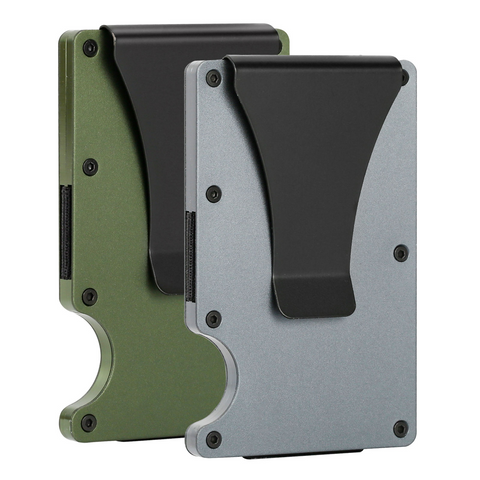 Falcon 2pcs Mens Slim Wallet RFID Blocking Metal Wallets/Money Clip