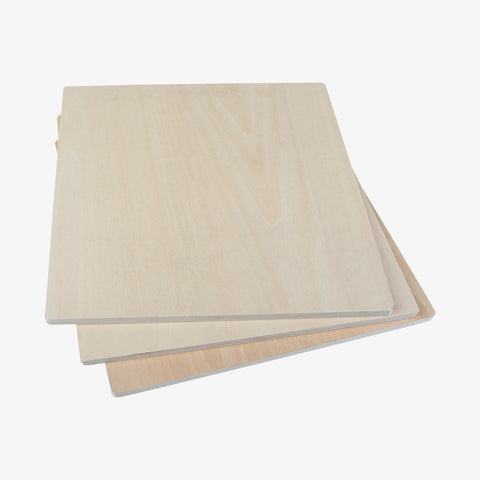 Basswood Plywood Sheets 11.8" x 11.8" for Laser Engraving - Pack of 10pcs, 6pcs and 3pcs