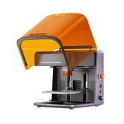 Falcon A1C laser engraver with open cover and extended work platform for taller materials