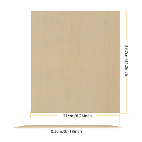 Basswood Plywood Sheets 8.27"x11.7"x1/8" for Laser Engraving - 10 PCS