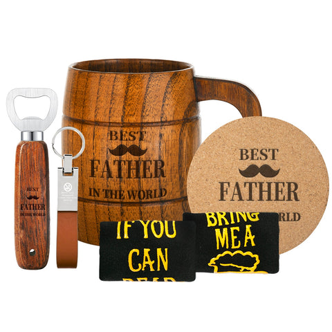 Men's Birthday Gift Set: Opener, Coaster, Mug, Keychain