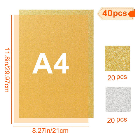 Gold & Silver Glitter Cardstock A4 for laser engraving - 40 Sheets