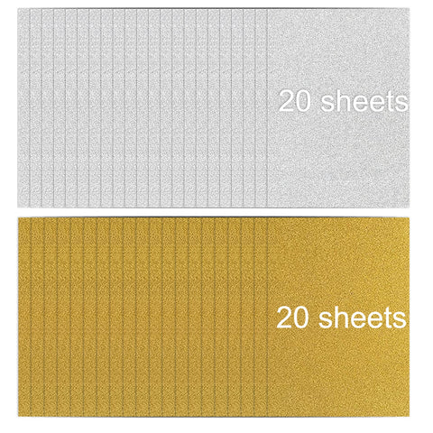 Gold & Silver Glitter Cardstock A4 for laser engraving - 40 Sheets