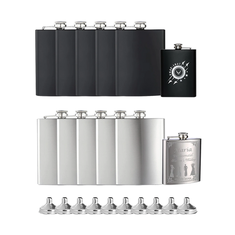 Falcon 10pcs 8oz Stainless Steel Hip Flasks with 10pcs Funnels